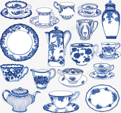 手繪青花瓷圖片免費下載_高清PNG素材_圖精靈
